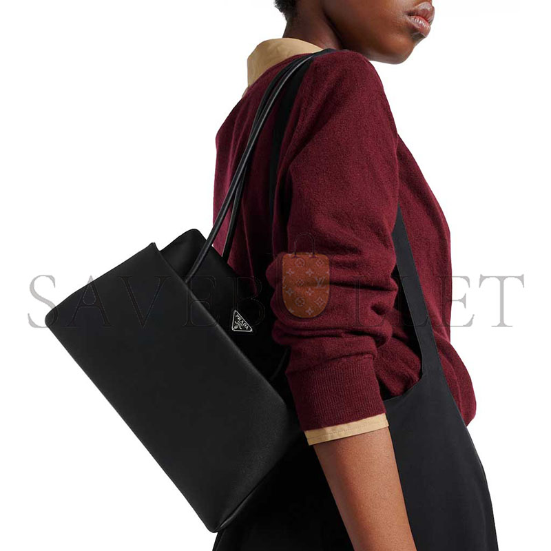PRADA PASSAGE MEDIUM LEATHER BAG WITH RE-NYLON FLAP 1BA495 (28.5*14.5*12cm)
